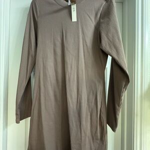 Ribbed Long Sleeve Tunic Dress